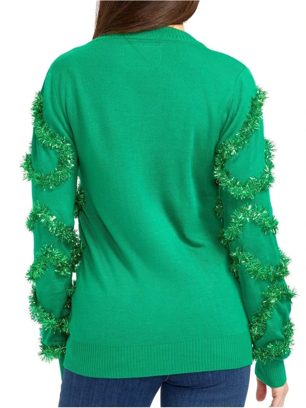 Tipsy Elves Women’s Green Holiday Tinsel Cardigan Sweater